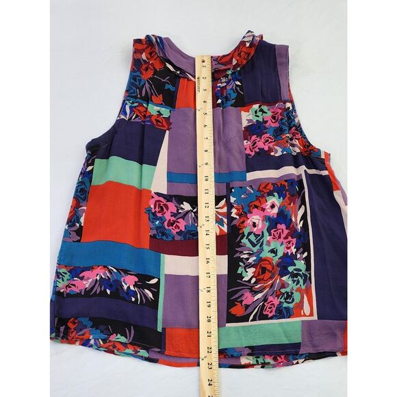 Anthropologie Maeve Top Womens Small Floral Color Block Lined Boho Tank Blouse - Picture 5 of 9